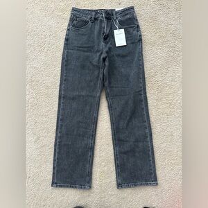 NWT easy clothes USA dark gray washed black straight leg jeans size 30